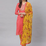 Embroidered Chanderi Cotton Festive Churidar Dress Material