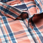Men Peach-Coloured Tartan Checks Casual Shirt