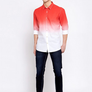 Men Red Regular Fit Faded Casual Shirt